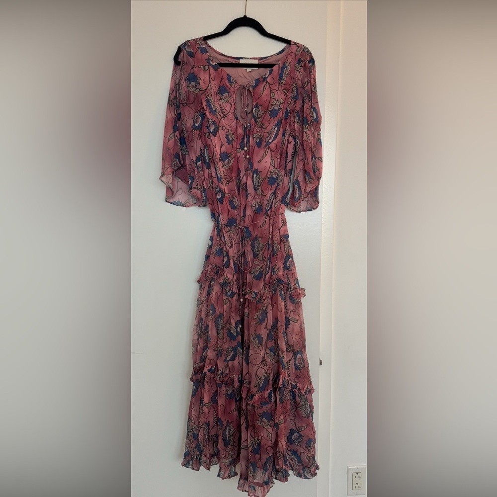 Cleobella Pink and Blue Floral Long Sleeve Dress